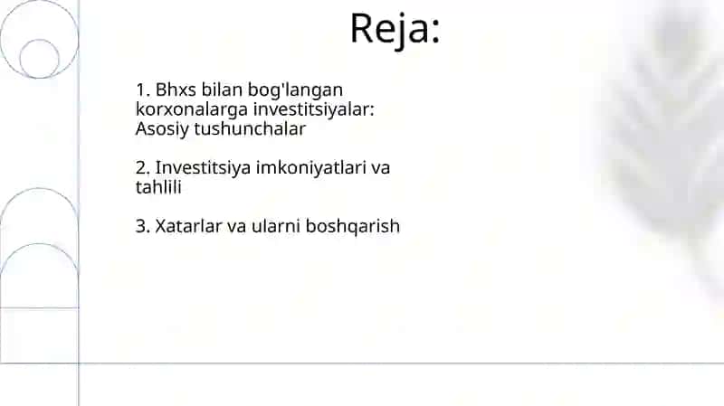 BHXS Assotsiyalashagan korxonalarda investitsiyalar 2
