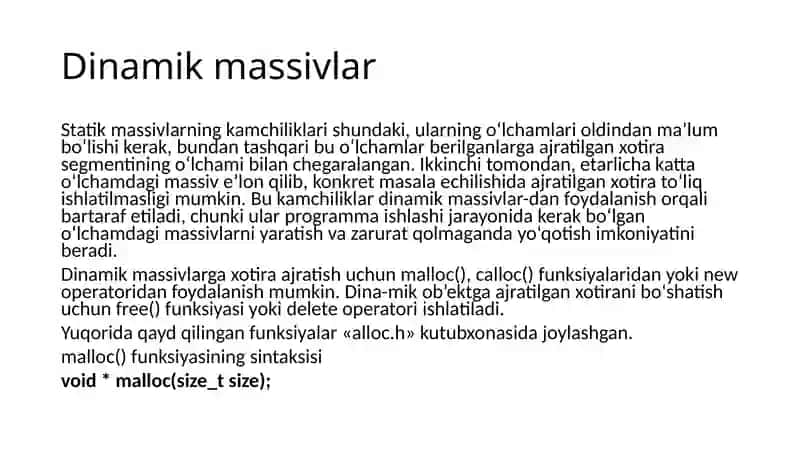 C++ tilida dinamik massivlar 2