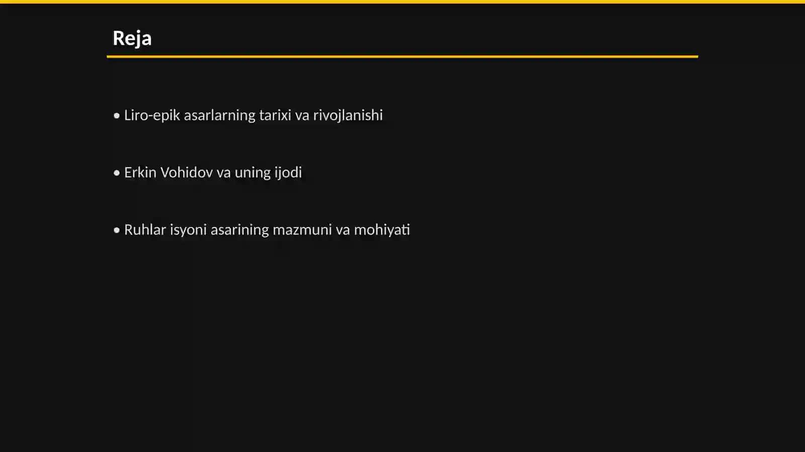 Liro- epik asarlar bilan ishlash ( Erkin Vohidovning Ruhlar isyoni asari misolida) 2