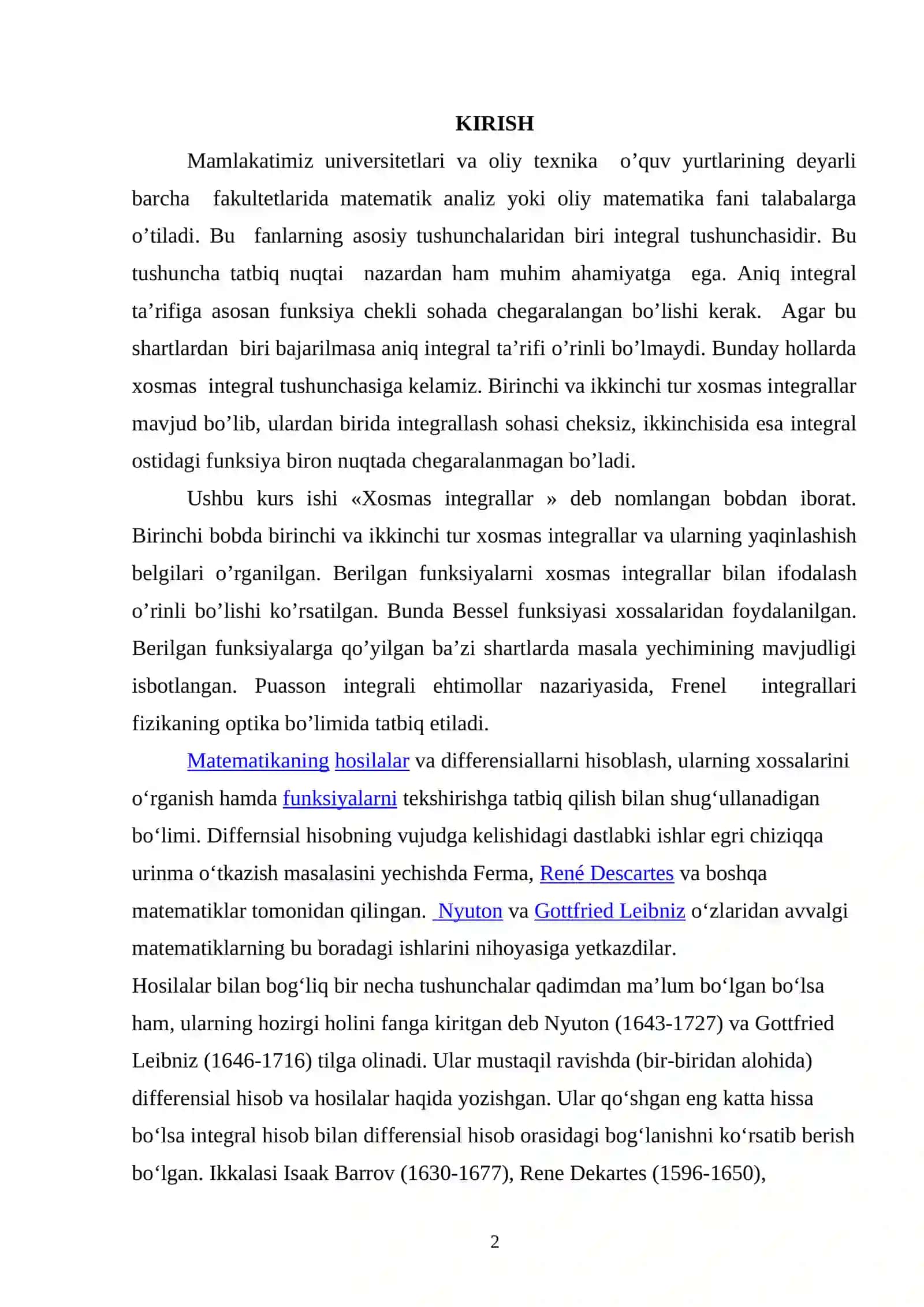Xosmas integral 2
