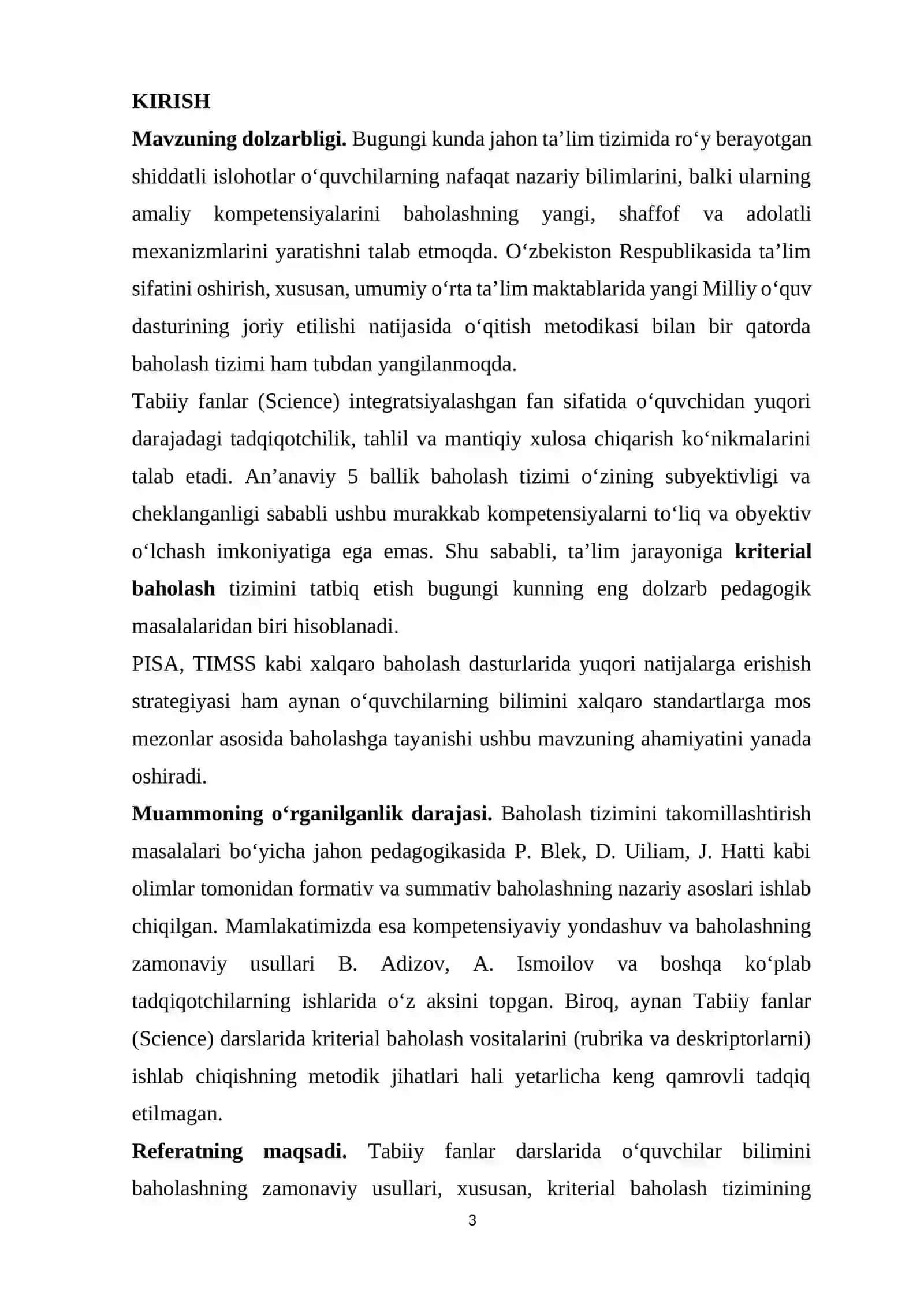 TABIIY FANLARDA KRITERIAL BAHOLASHNING TURLARI VA MEXANIZMLARI 2