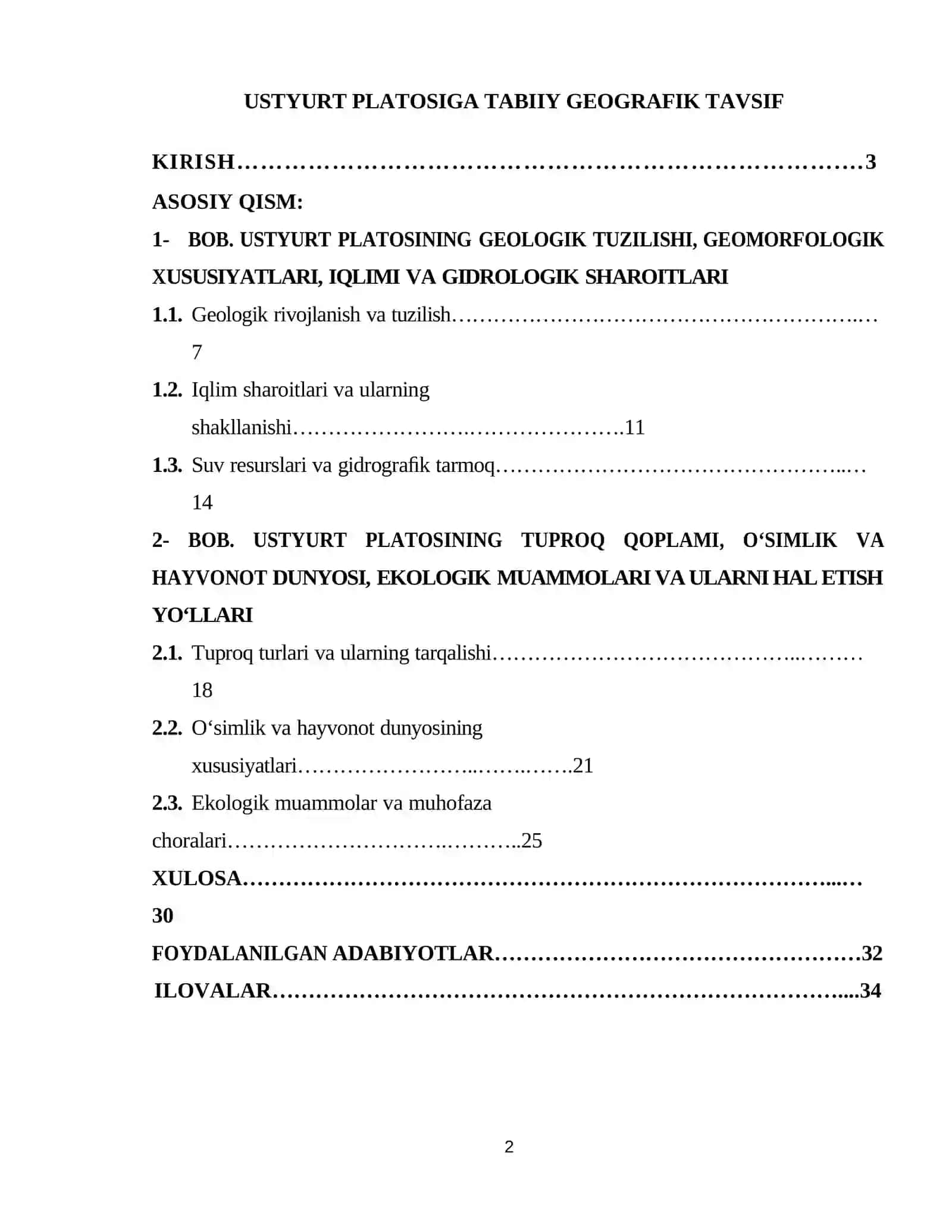 Ustyurt platosiga tabiiy geografik tavsif 2