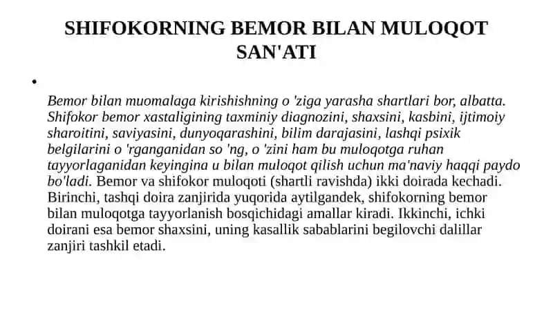 SHIFOKORNING BEMOR BILAN MULOQOT SAN'ATI 2
