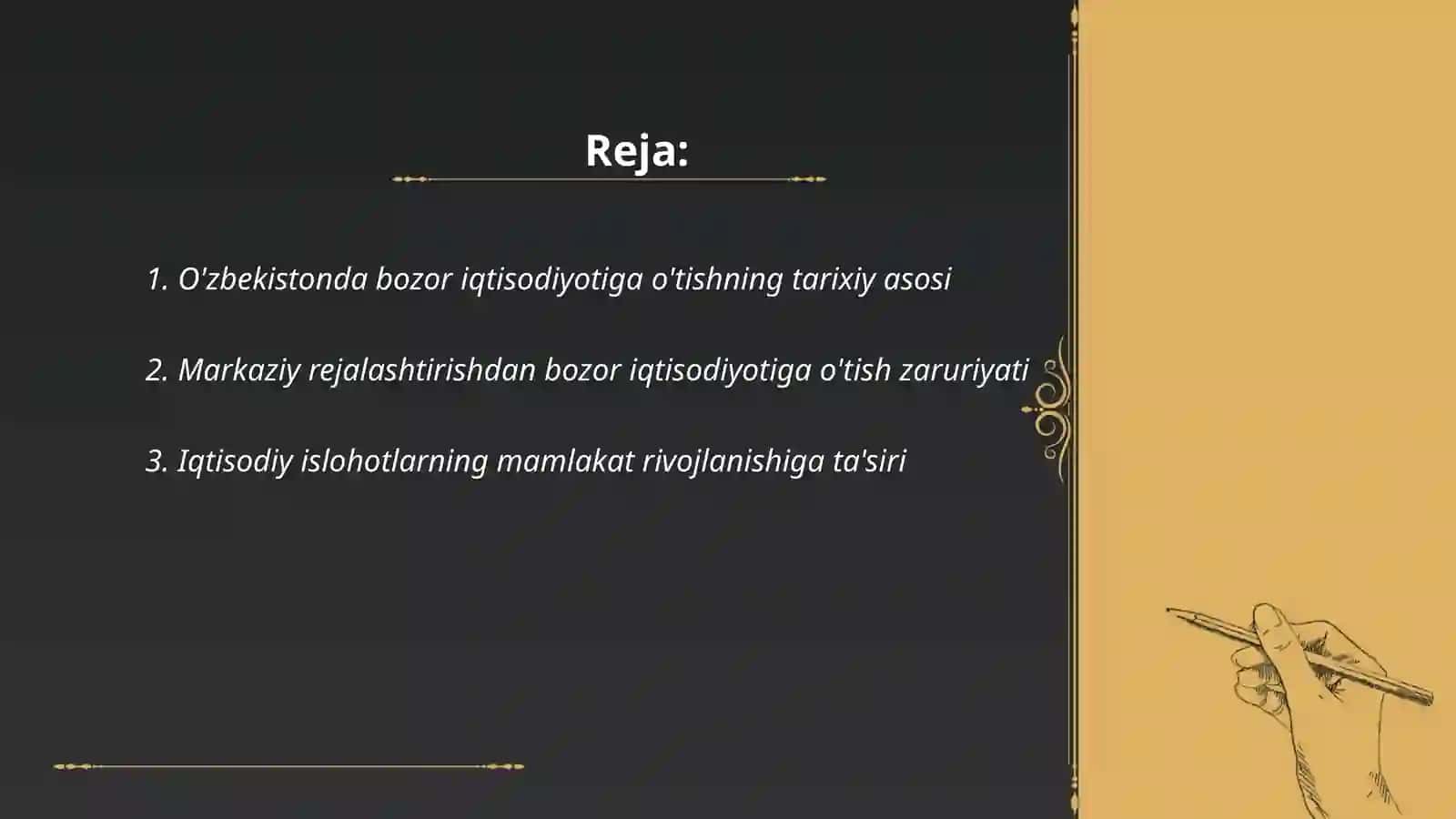 O'zbekistonda bozor iqtisodiyotiga o'tishning zaruriyati va bozor iqtisodiyotining hozirgi holati 2