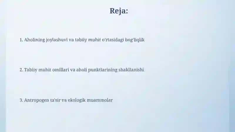 Aholi joylashtirish va tabiiy muhit 2