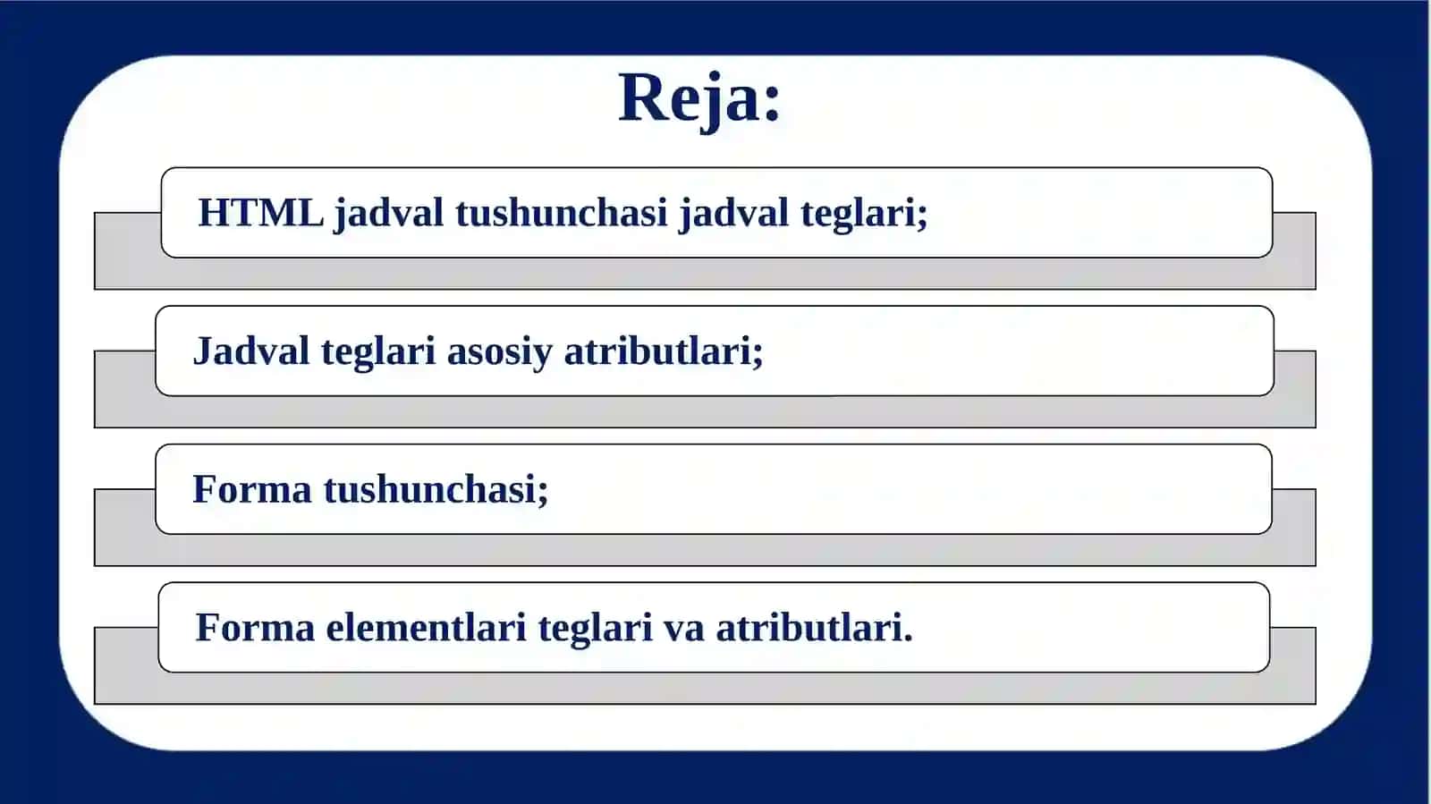 HTML jadval va forma teglari 2