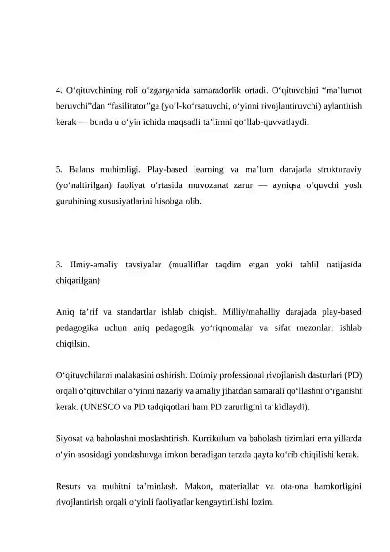 Konspekt - “ECE teachers’ views on play-based learning” (Bubíkova-Moan va bosh., 2019) 2