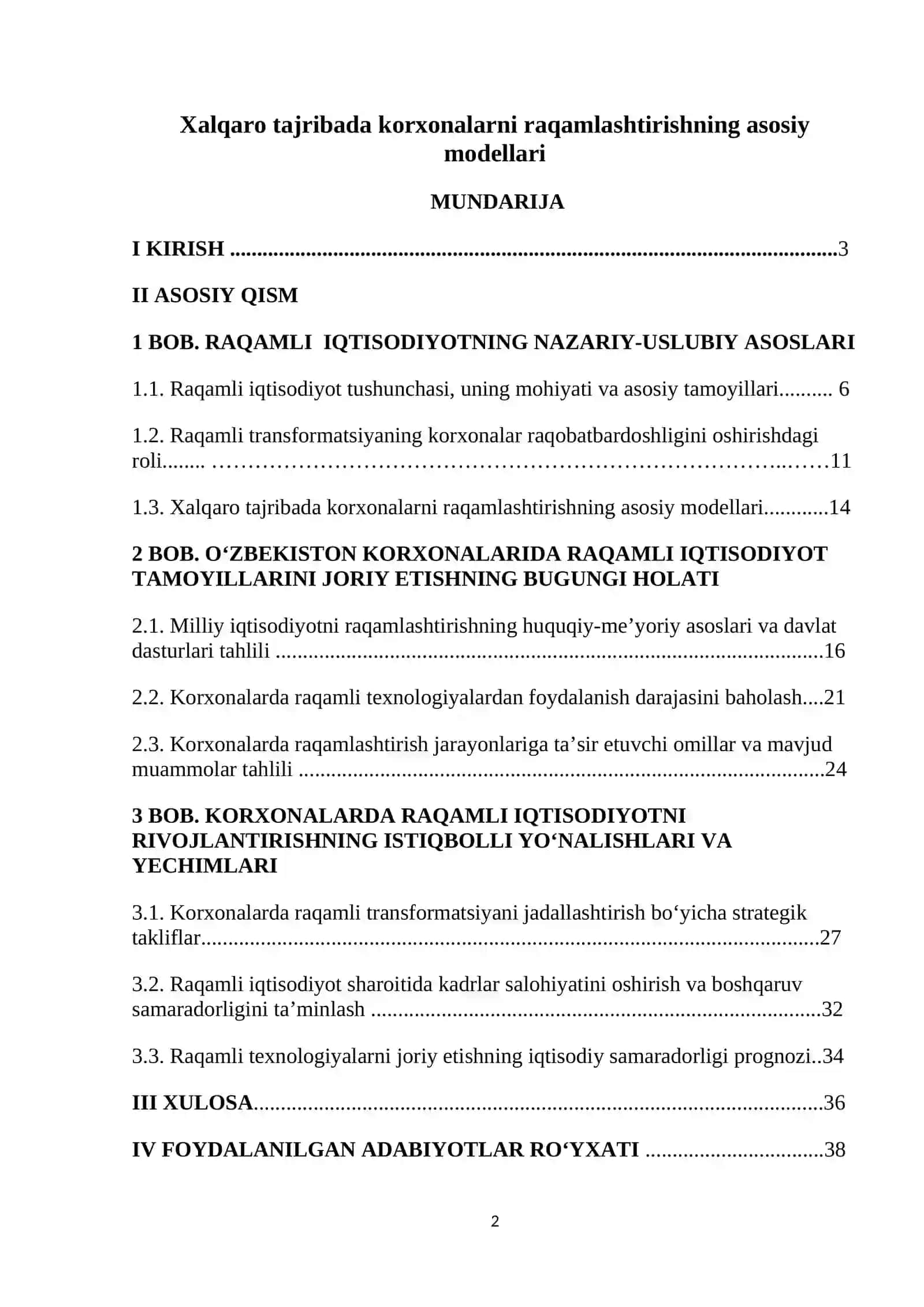 Xalqaro tajribada korxonalarni raqamlashtirishning asosiy modellari 2