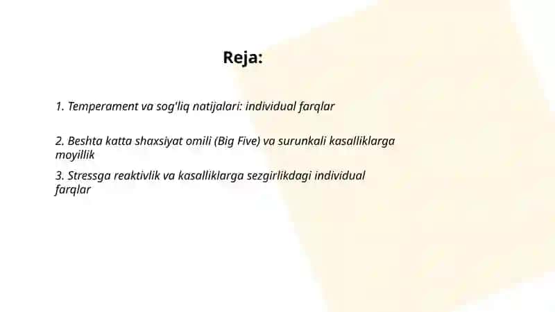 Psixologiyada salomatlik va kasalliklarda individual farqlar 2