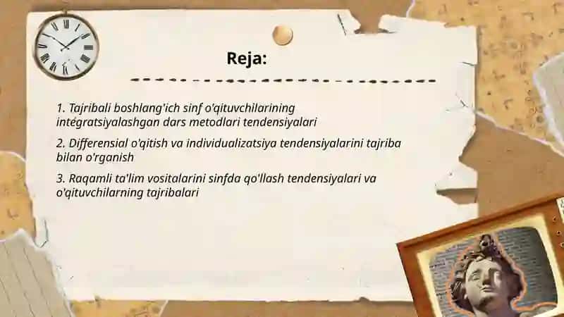 Tajribali boshlang'ich sinf òqituvchilarining ta'lim tendensiyalarni òrganish 2