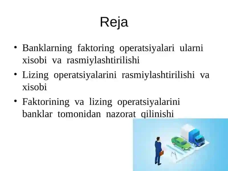 Tijorat banklarining lizing va faktoring operatsiyalari 2
