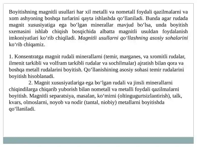 Minerallarning Magnit Xossalari va Ularning Tasnifi 2