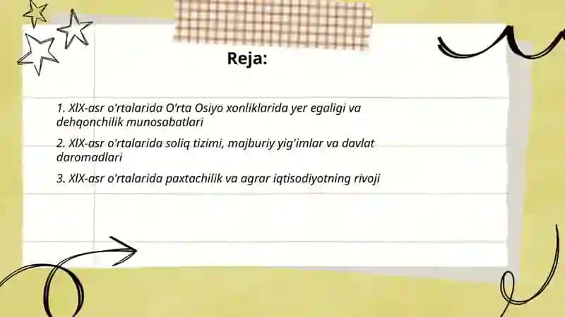XlX-asr o'rtalarida O'rta Osiyo xonliklari ijtimoiy iqtisodiy hayot 2