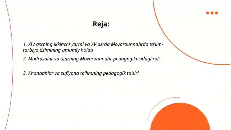 X|V asrning ikkinchi yarmi va XV| asrda movoraunnahrda pedagogik fikrlar rivoji 2