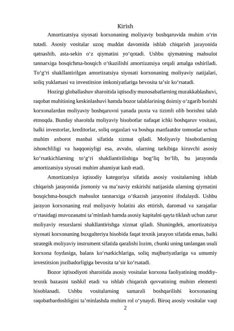 AMARTIZATSIYA SIYOSATININGMOLIYAVIY XOSOBOT KOʻRSATKICHLARIGA TAʼSIRI 2