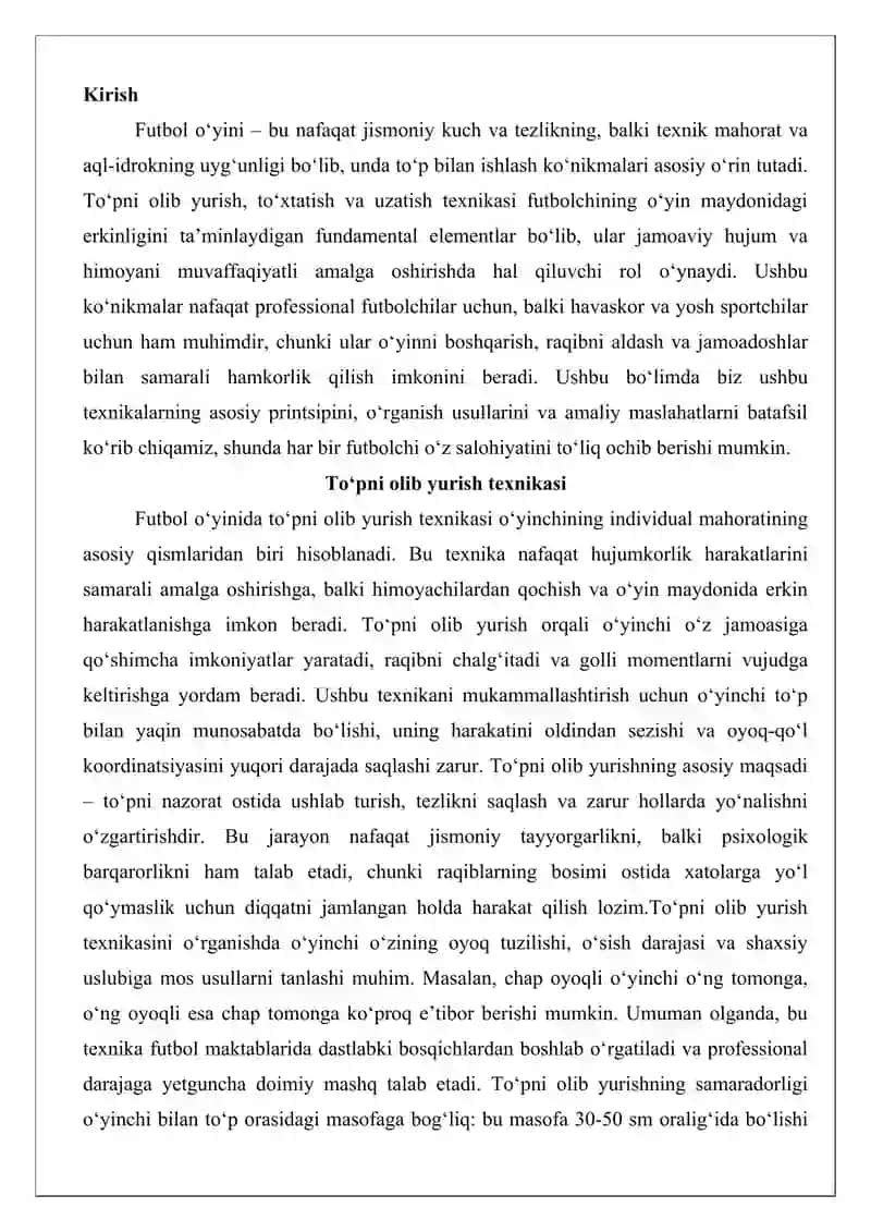 To‘pni olib yurish, to‘xtatish va uzatish texnikasi 2
