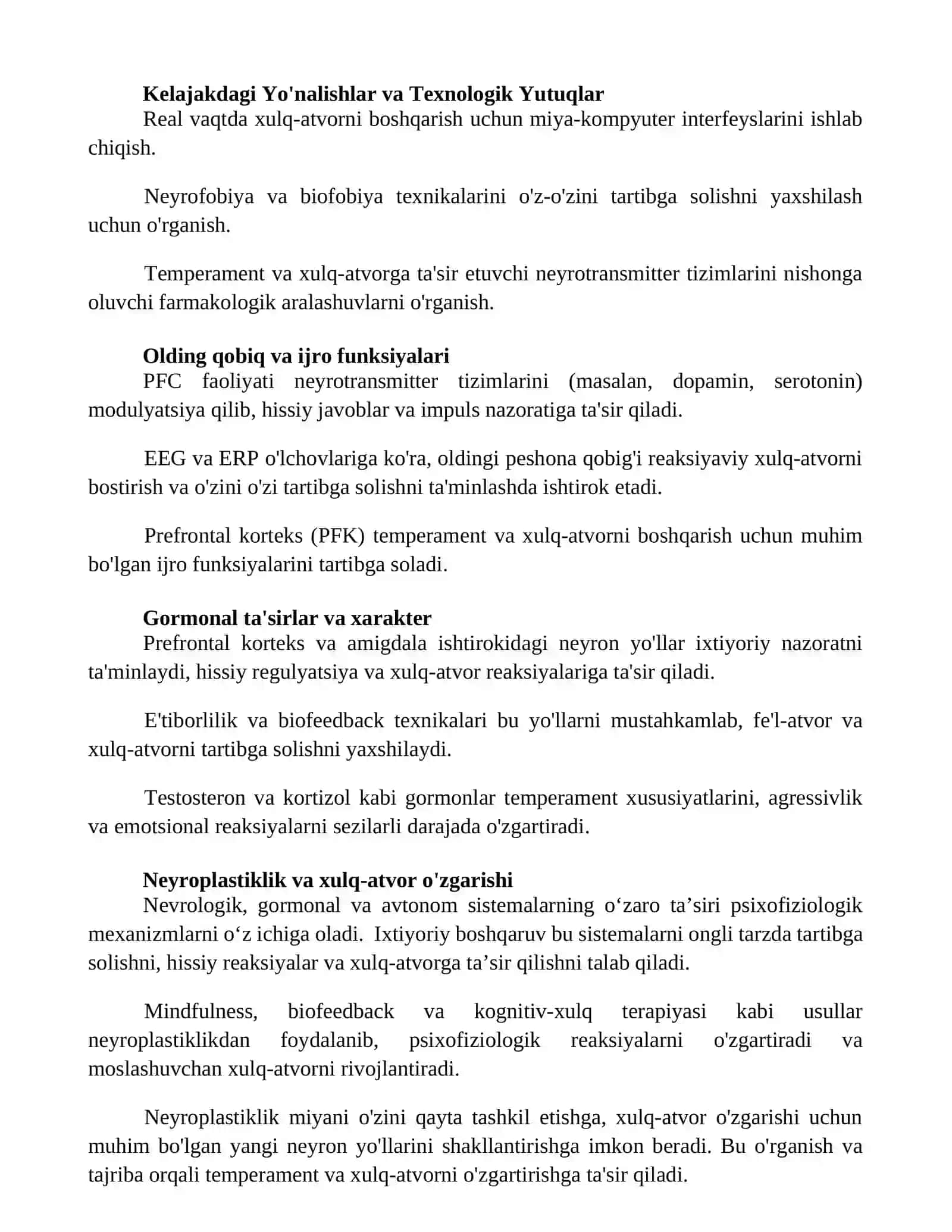 Xulq- atvor va faoliyatni ixtiyoriy boshqarishning psixofizialogik mexanizmlari 2