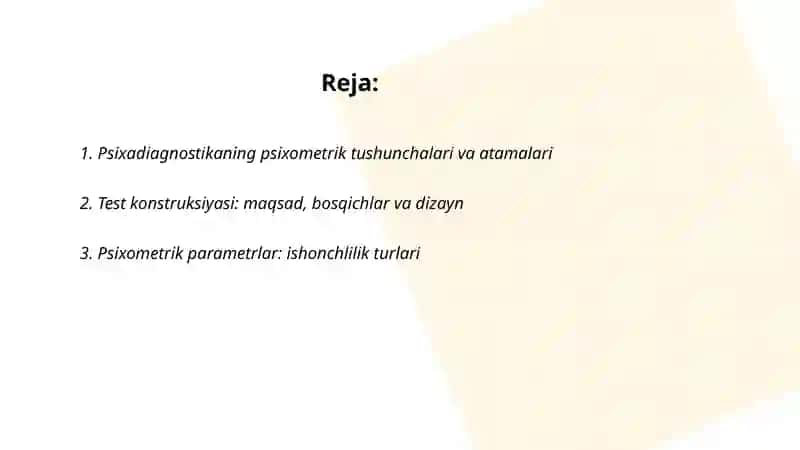 Psixadiagnostikaning psixometrik asoslari 2