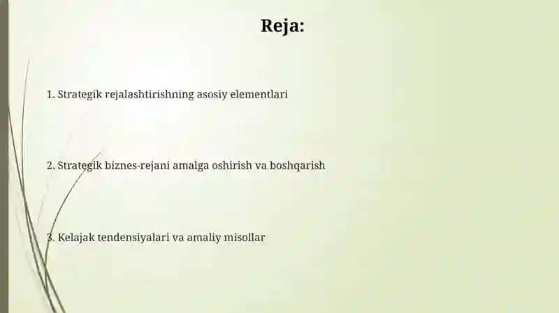 Strategik biznes reja menejmenti 2