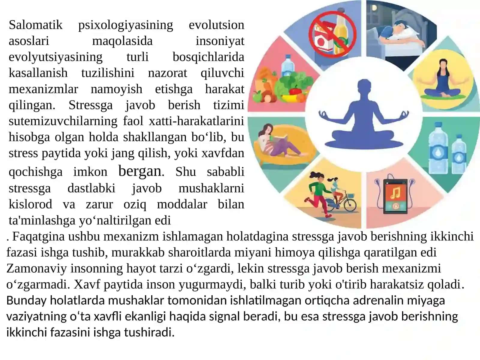 Salomatlik psixologiyasining evolutsion asoslari Nikolaeva.E.I maqolasi asosida 2