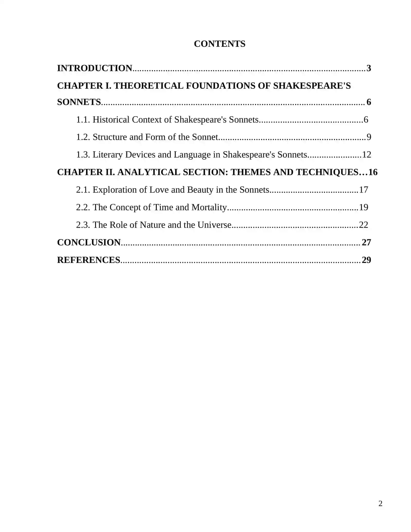 Peculiarities of Shakespeare's sonnets 2