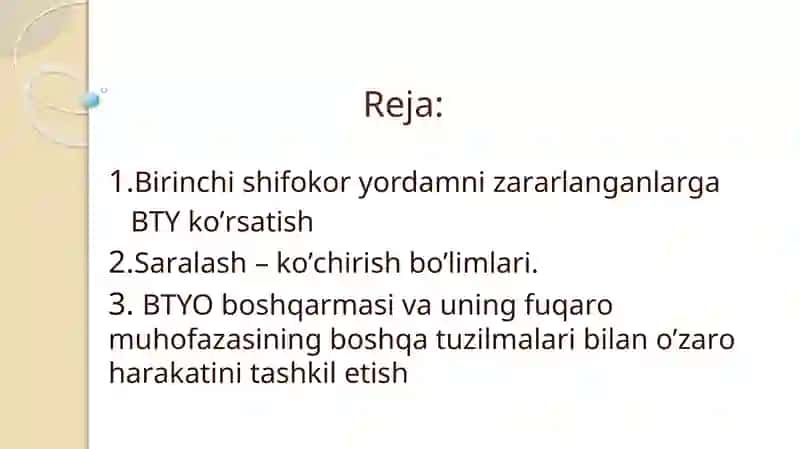SHIKASTLANISH O’CHOQLARIDA DASTLABKI SHIFOKOR YORDAMINI TASHKIL QILISH. 2