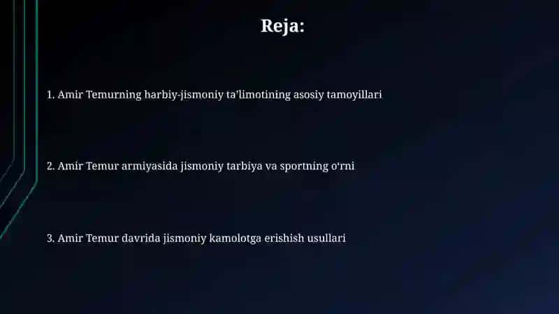Amir Temurning harbiy-jismoniy ta'limoti 2