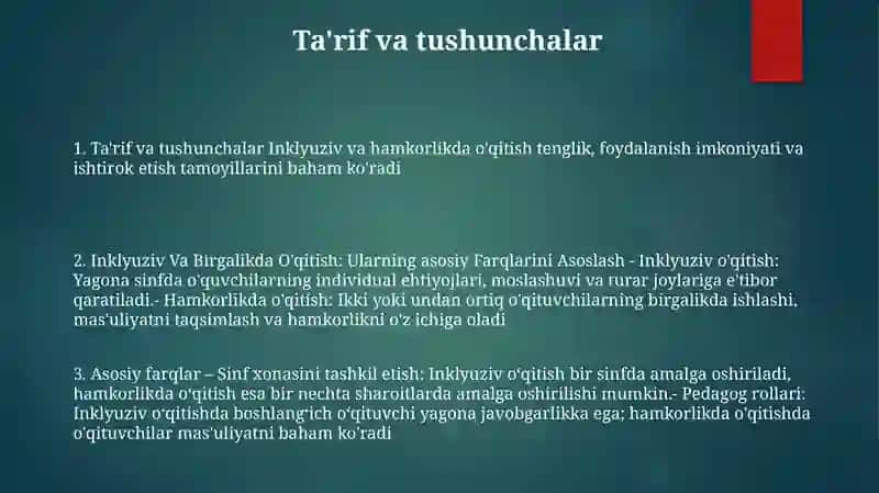 Inklyuziv Va Birgalikda O'Qitish 2