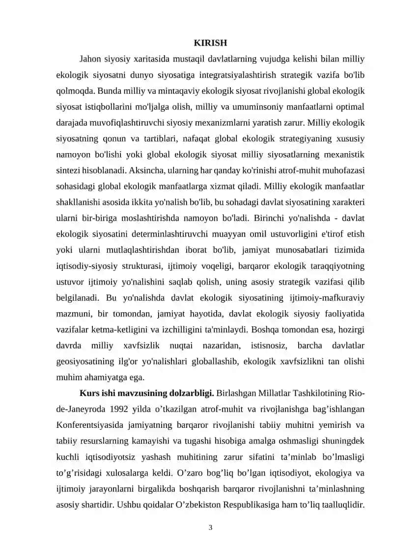 Ekologik Siyosat va Global Ekologik Xavfsizlik Muammolari 2