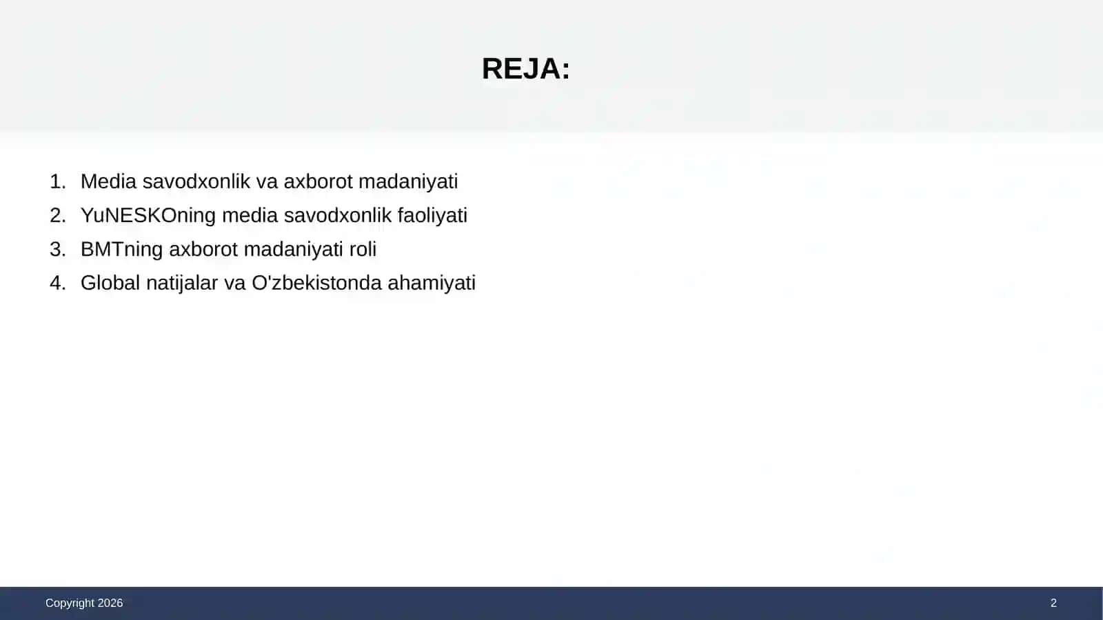 BMT va YuNESKOning Media Savodxonlik va Axborot Madaniyatiga Munosabati 2