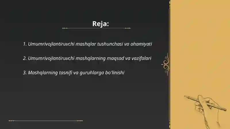 Umumrivojlantiruvchi mashqlar va ularning guruhlari 2