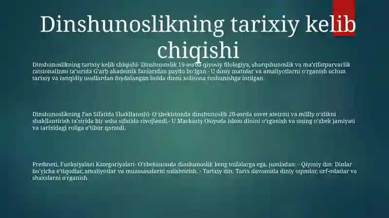 Dinshunoslikning Fan Sifatida Shakllanishi 2