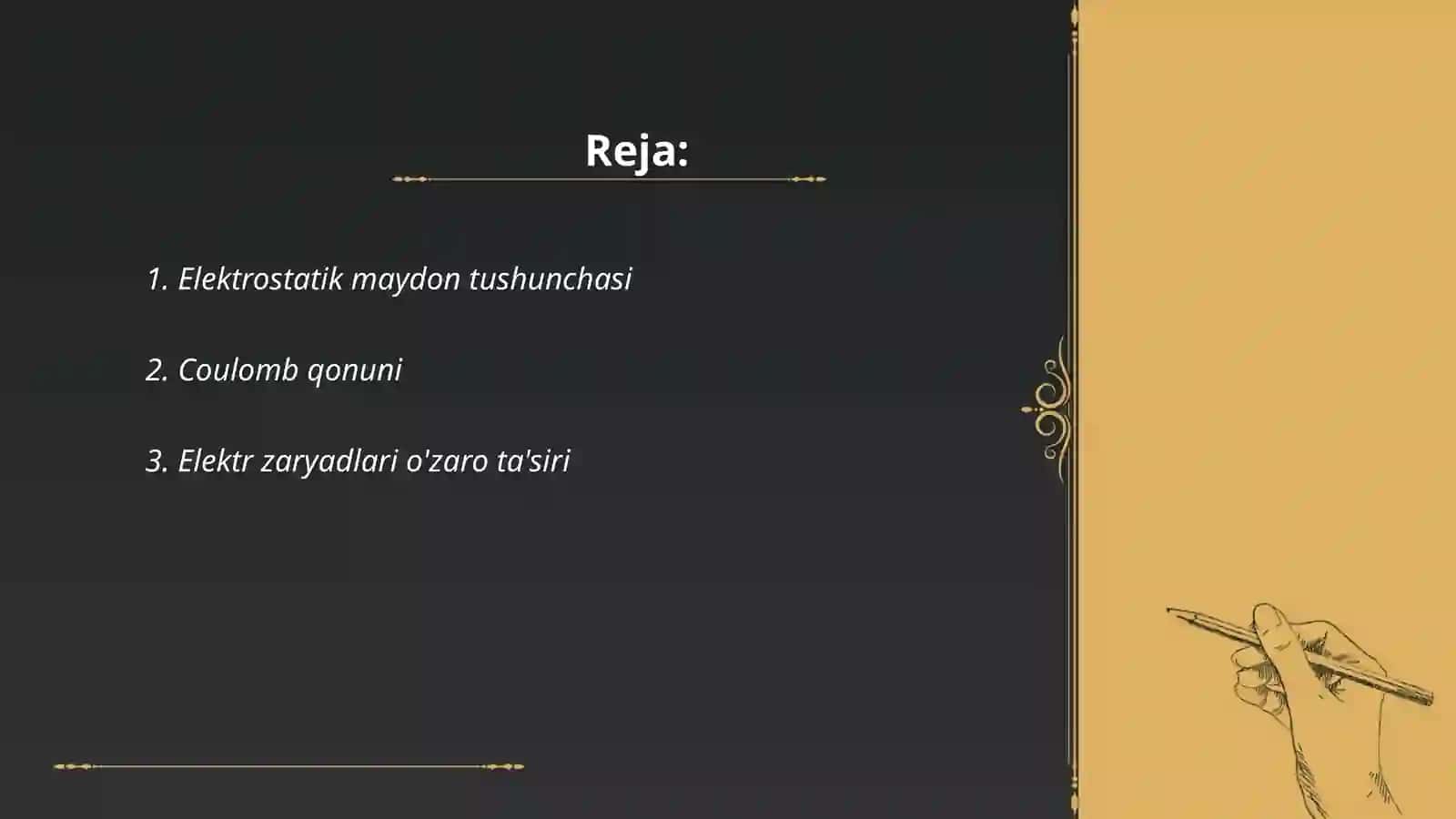 Elektrostatik maydon kuchlanganligini aniqlang 2