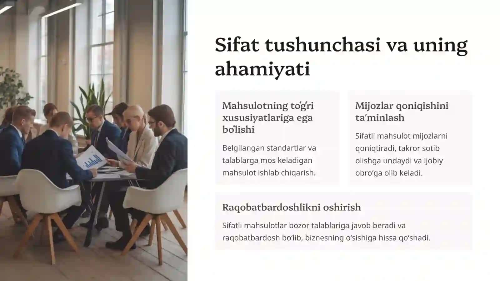 2-mavzu. Mahsulot sifati va ishlab chiqarish samaradorligi 2