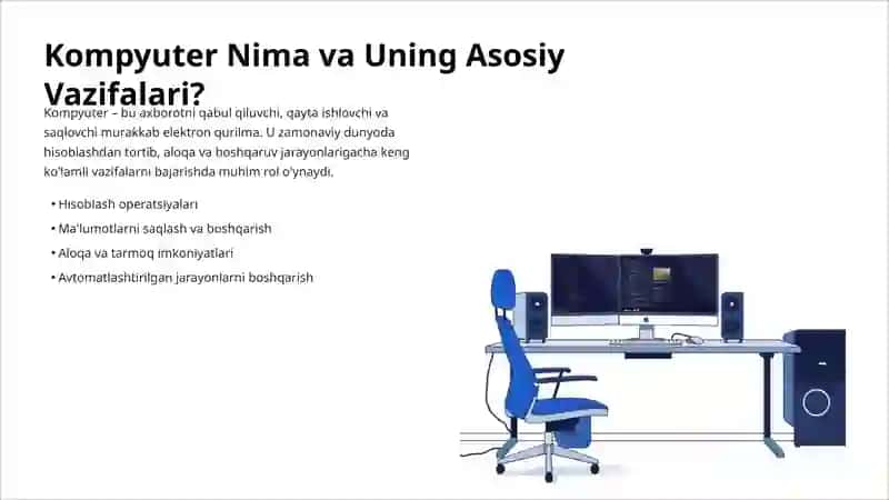 Kompyuter ishlash va tarkibiy qismlari PPT 2