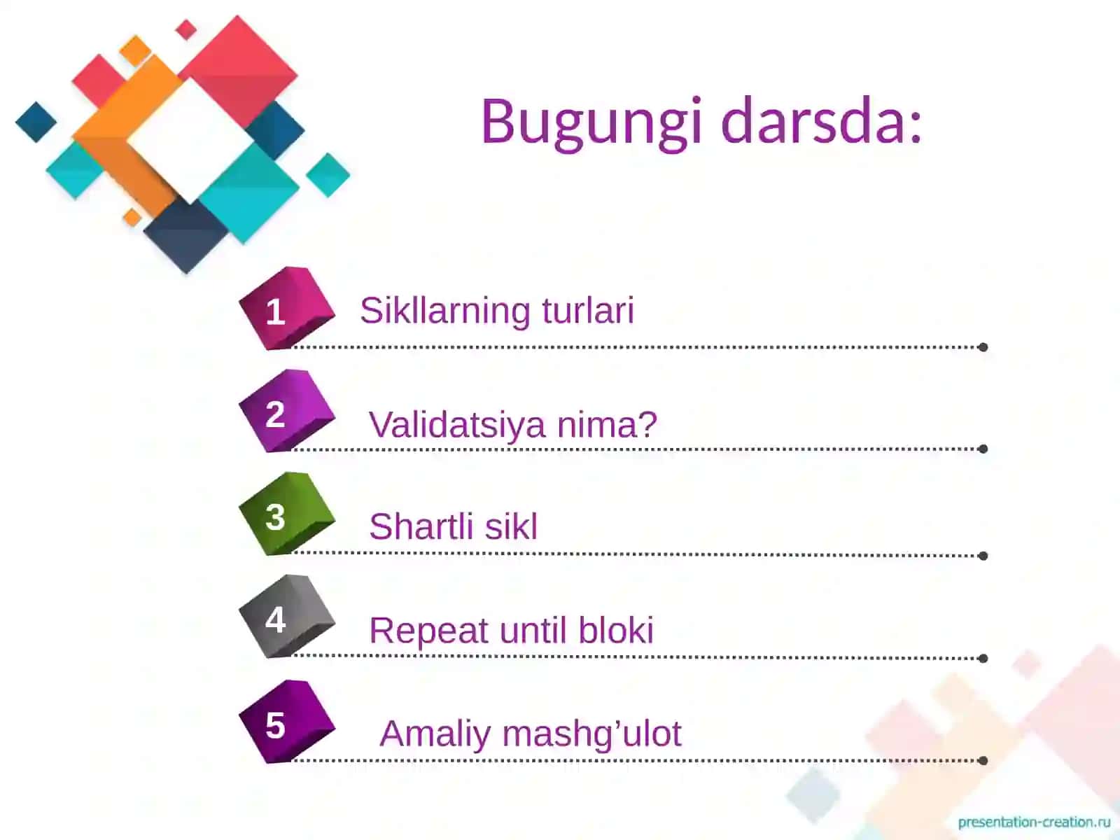 Yosh vabo‘y niso‘ra boluvchi dastur, 6-dars 2