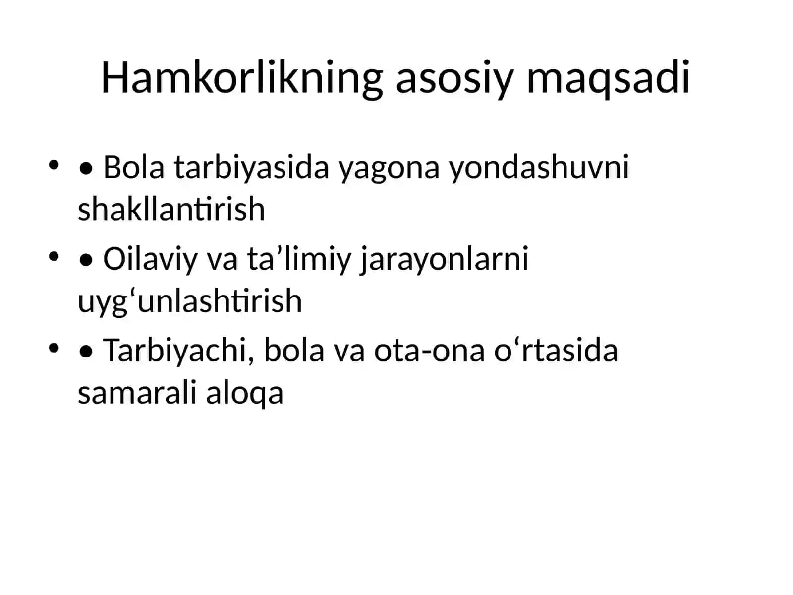 Maktabgacha taʼlim tashkiloti va oila hamkorligi 2