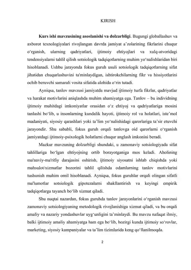 Fokus guruhda tanlov Kurs ishi 2