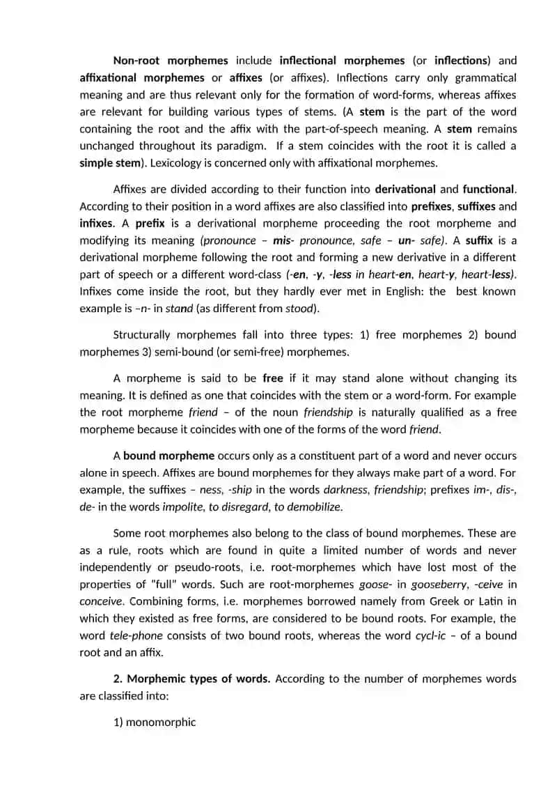 Morphological Structure of the Word 2