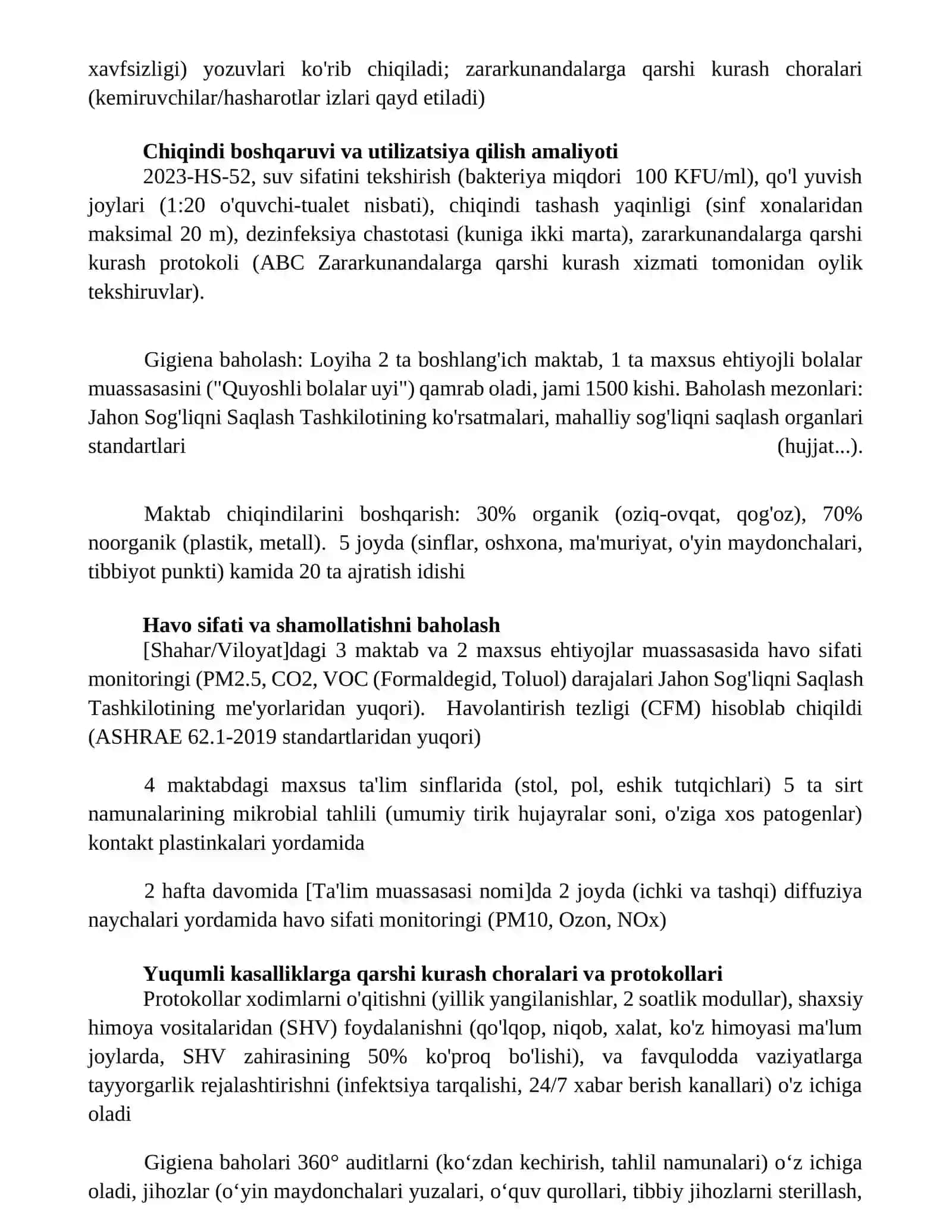 Sanitariya holatini va jihozlarini gigiyenik baholash 2