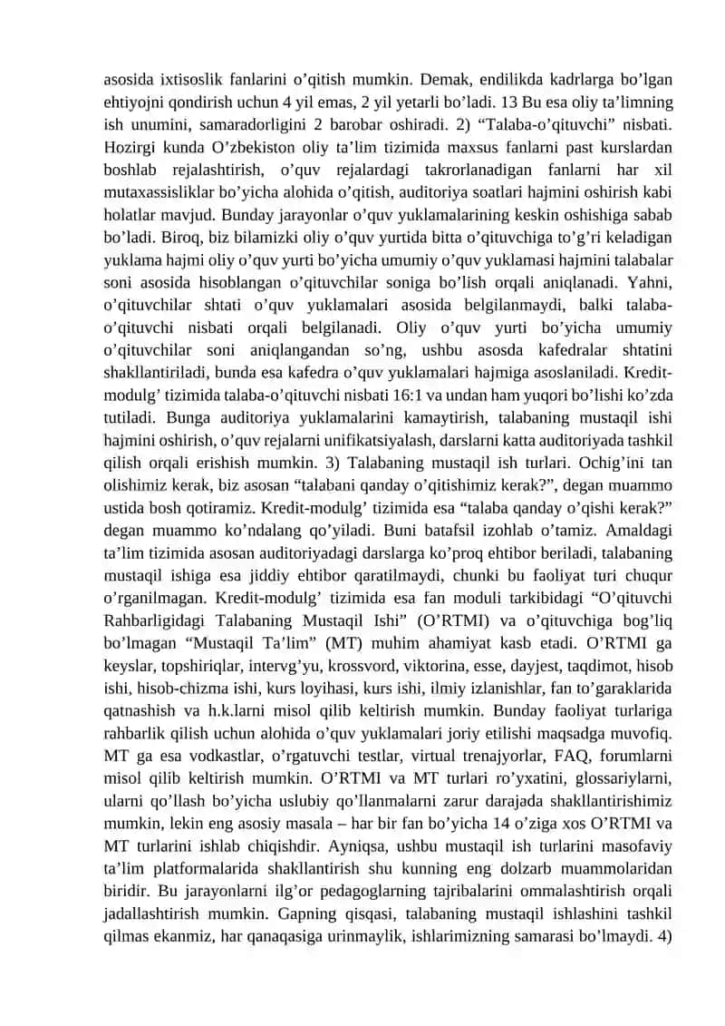 Kredit-modul tizimi 2