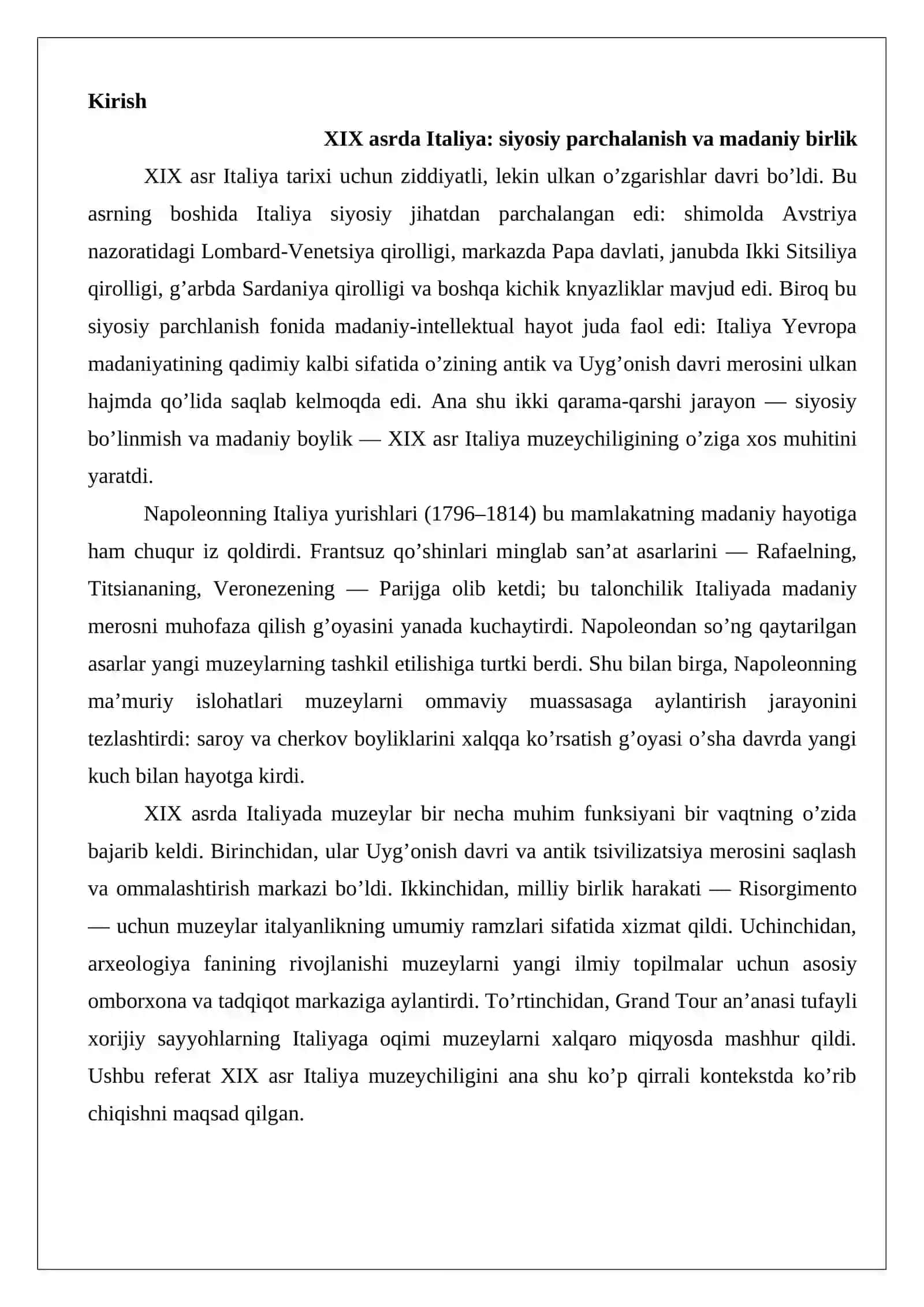 XIX asrda Italiya muzeylari taraqqiyoti 2