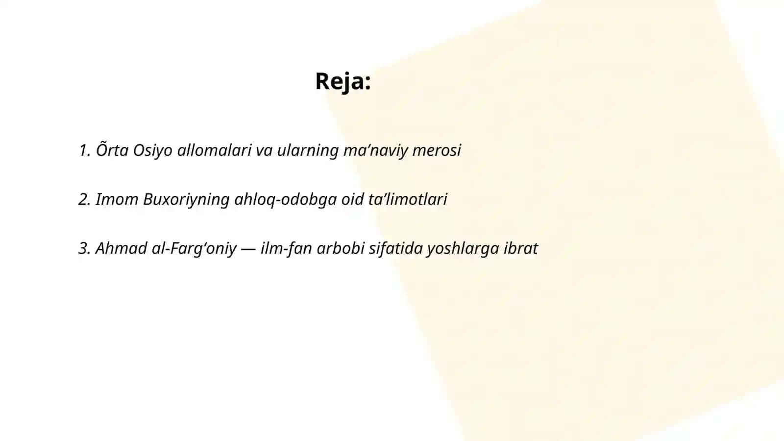 Yuksak maʼnaviyatli yoshlarni tarbiyalashda Õrta Osiyo allomalari ilmiy merosining oʻrni 2