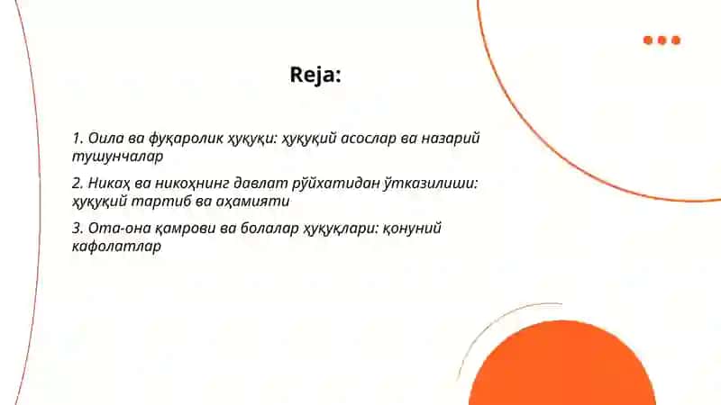 Оила ва фуқаролик ҳуқуқи 2