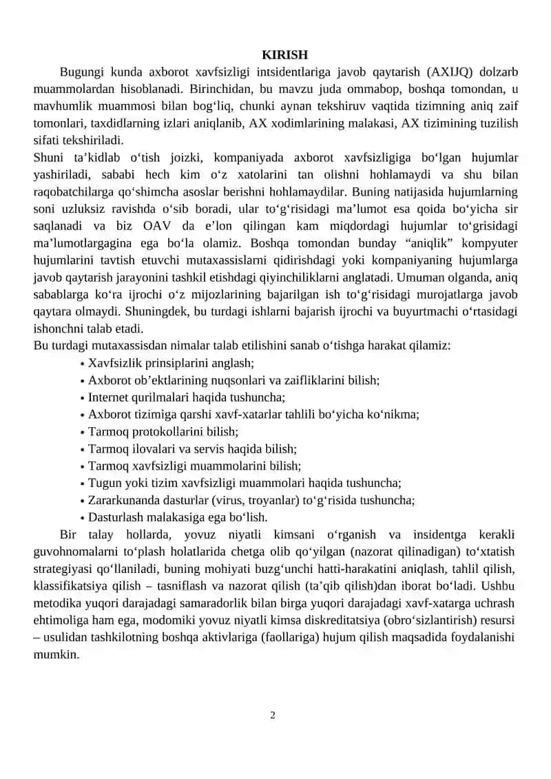 Axborot xavfsizligi intsidentlari haqida xabardor etish mexanizmini tadqiqi 2