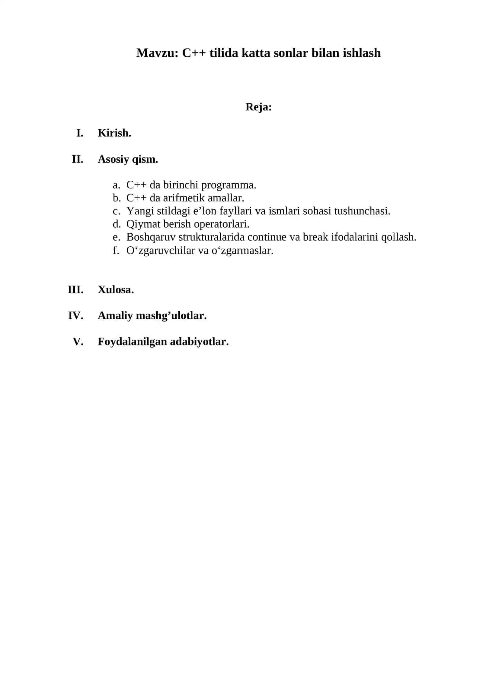 C++ tilida katta sonlar bilan ishlash 2