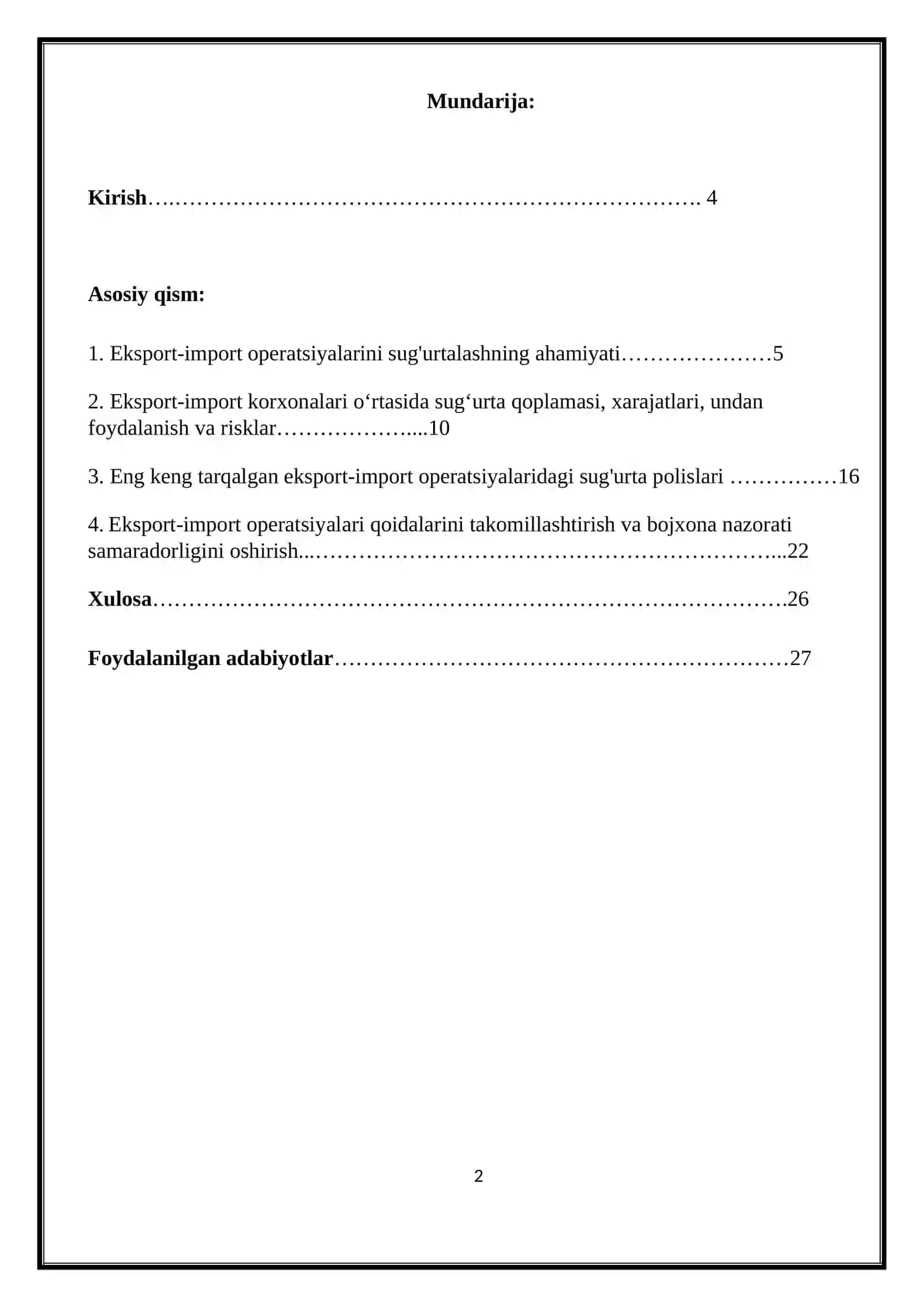 Eksport-import operatsiyalarini sug‘urtalash mexanizmini takomillashtirish 2