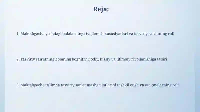 Tasviriy san'at mashg'ulotlari 2