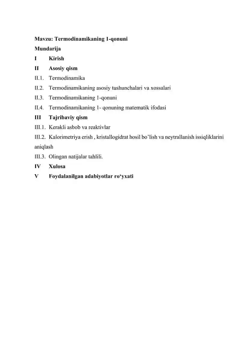 Termodinamikaning 1-qonuni 2