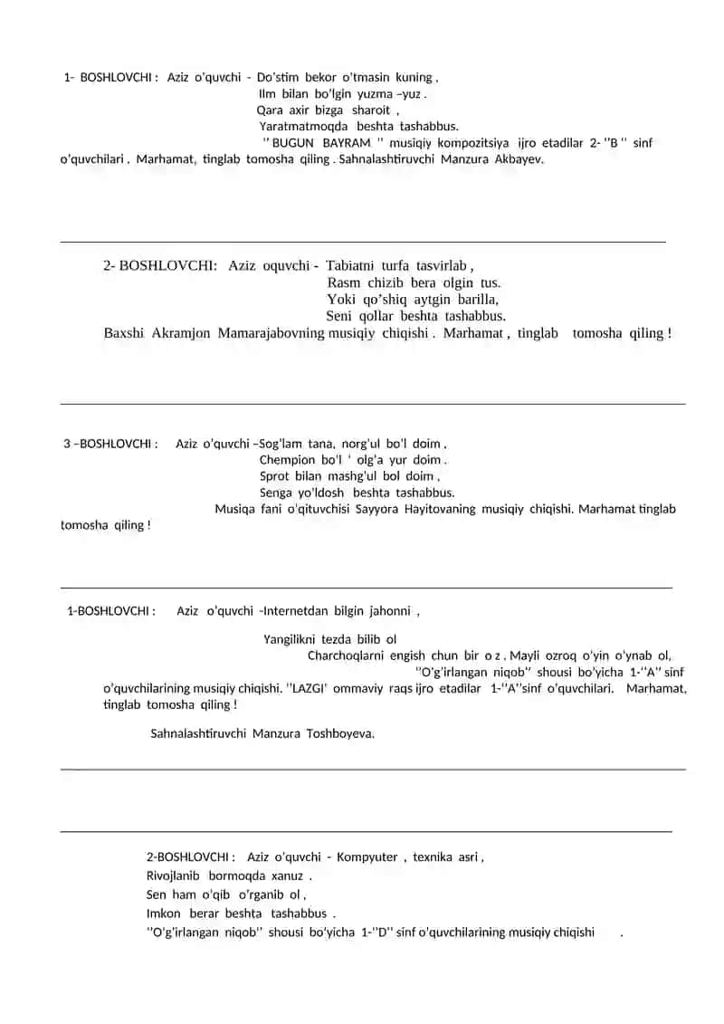 5 tashabbus -5 imkoniyatyat mavzusida o’tkaziladigan tadbir SSENARIYSI 2
